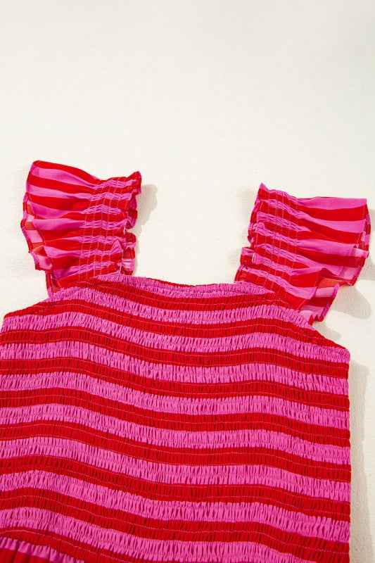 Stripe Smocked Bodice Flutter Sleeve Tiered Maxi D f325a0d7-a632-4309-a0ce-e0d165194737