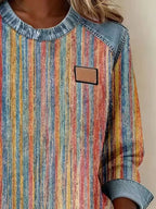 Full Size Plaid Denim Trim Long Sleeve Sweatshirt Plus Size f336788f-baab-40e5-9be2-5dde20fb62d8-Max-Origin