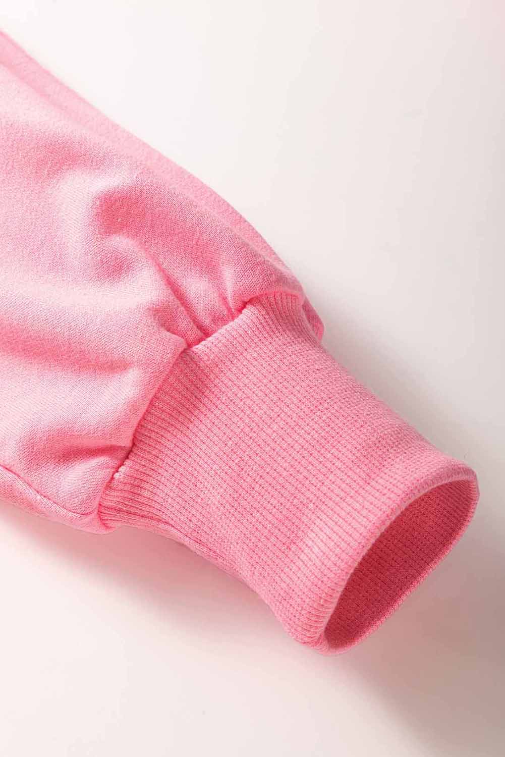Sachet Pink Solid Color Patchwork Pullover Top and Cargo Pants Set f3392eb73f8c3be8