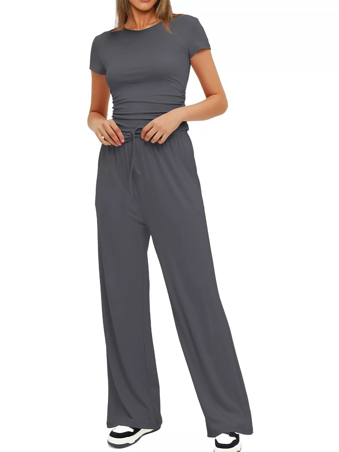 Round Neck Short Sleeve T-Shirt and Pants Set f3428351121945809adcd09a3c090364-Max-Origin