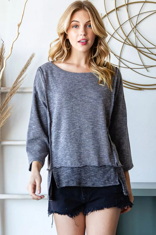 Boat Neck Exposed Seam Slit Top f344b0d6-f431-45ac-86ea-13eeb6fba3c0-Max