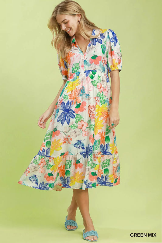 Watercolor Floral Tiered Midi Dress f3465a90-fd85-47bf-9aa2-227233db81b9-Max-Origin
