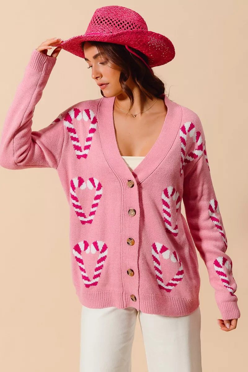 SO ME Christmas Candy Cane Button Front Sweater Cardigan f3556da0a91d4233b544e68749c08831-Max-Origin