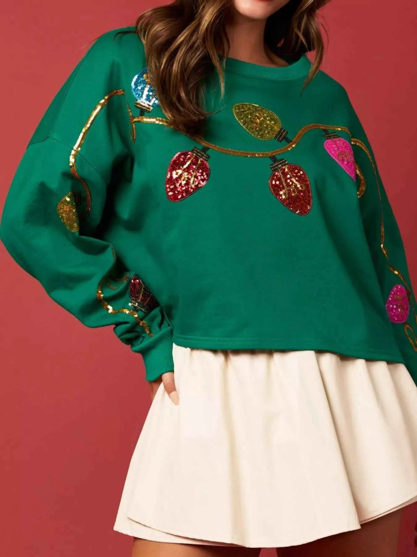 Christmas Holiday Lights Sequin Embellished Sweatshirt f3598db3-bbe7-48c2-a671-00183ac75619-Max-Origin