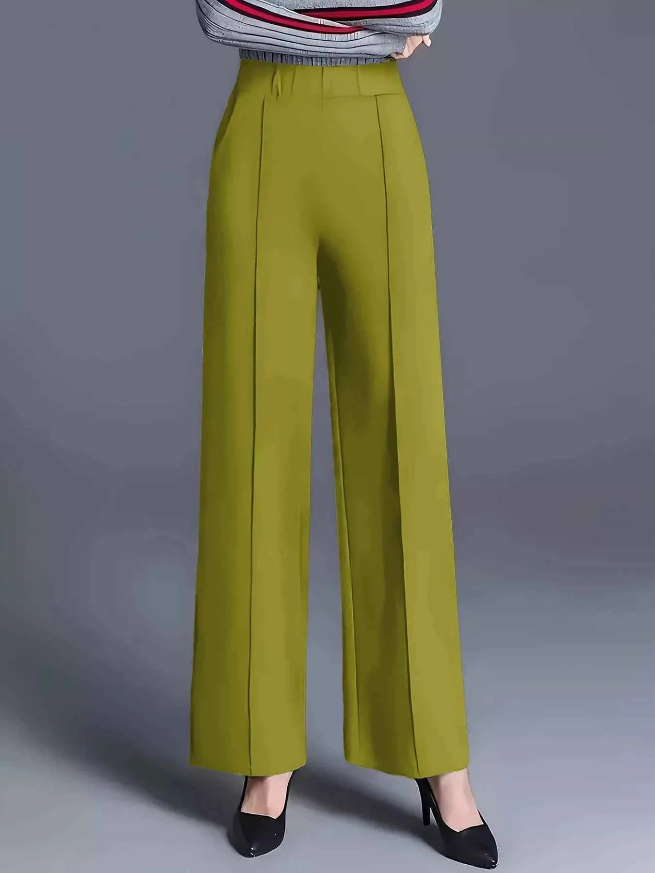 High-Waisted Wide Leg Pants Olive f3628e15ae954a89a409da0027064dcf-Max-Origin