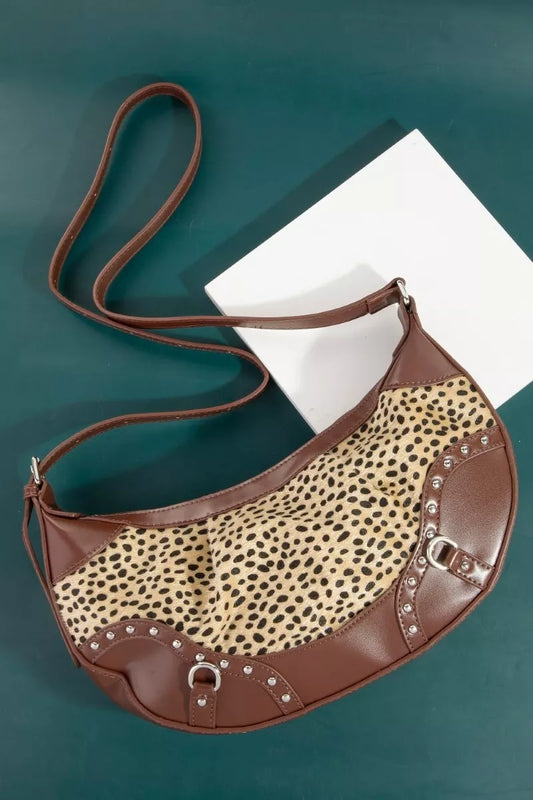 Fame Spotted Leopard Print Half Moon Shoulder Bag LE one size f3680f07d660408abbab4f03e737bef0-Max-Origin