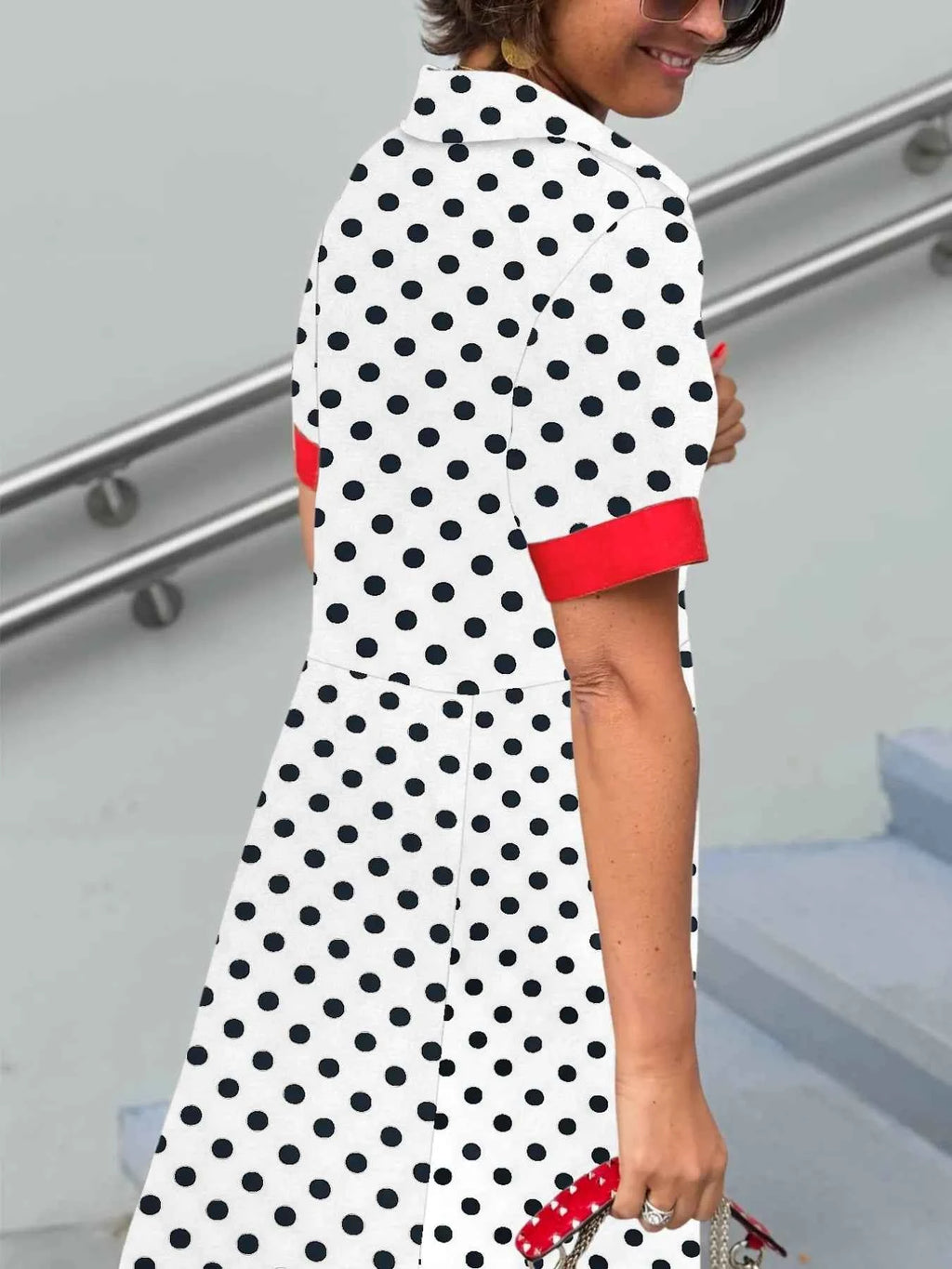 Polka Dot Short Sleeve Maxi Shirt Dress f36b74b9-4c56-4487-9375-842b1c26aaeb-Max-Origin