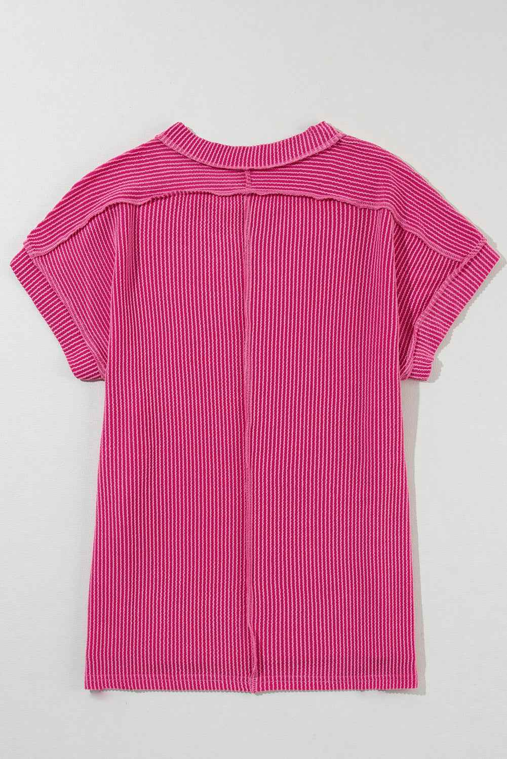 White Crinkle Rib Textured Knit Round Neck T Shirt f373b948331961bb