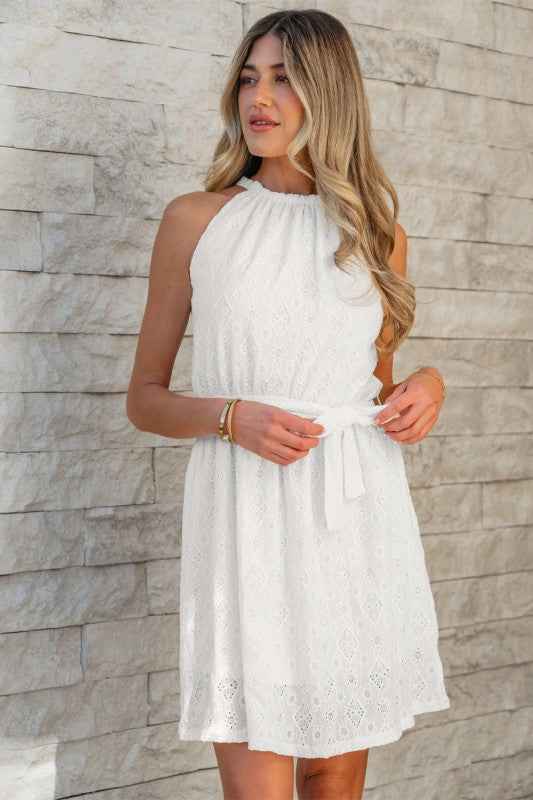 Reyna Lace Sleeveless Knot Back Mini Dress f3830aff-4b11-4364-ad47-9d1bfdd735fd