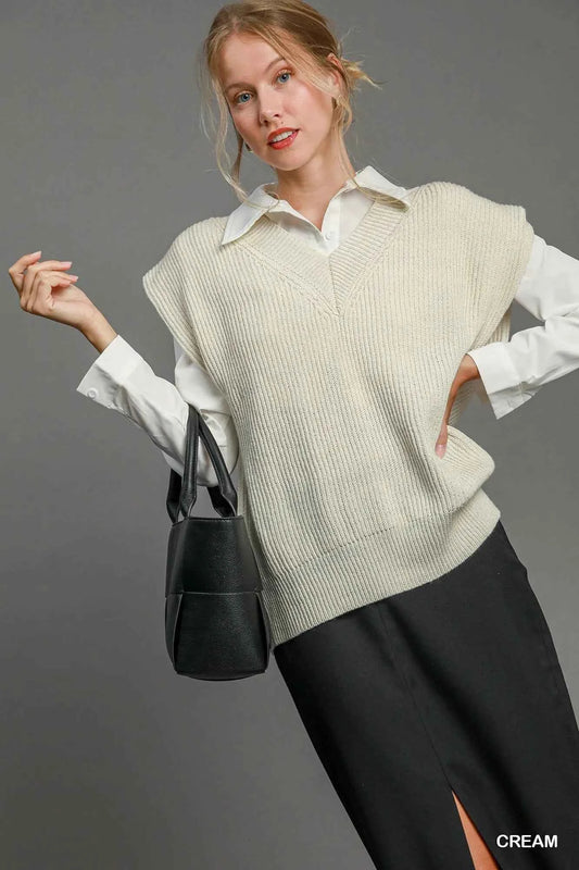 Oversized V Neck Vest f383975c-f8b1-4350-b39c-58ce846cc55c-Max-Origin