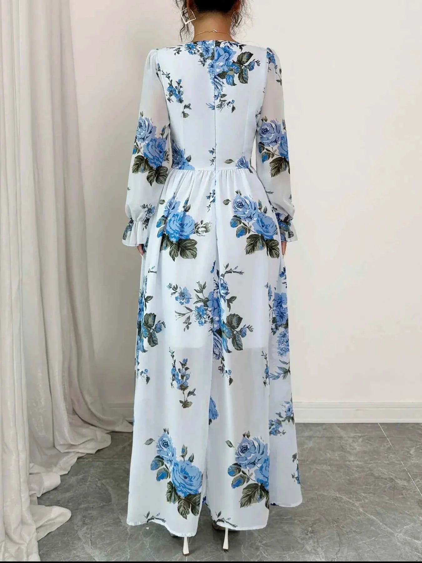 Floral Flounce Sleeve Maxi Dress f38b6c15-304a-4c8e-a301-f8469cfbab2a-Max-Origin