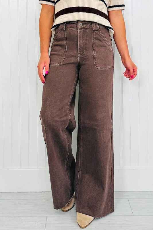 Elora Washed Patch Loose Jeans Dark Brown 14 f390a495-418e-4010-a331-f99ec6997de0