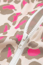 Rose Leopard Print Zip Up Hooded Sweatshirt f39f7a3281495469