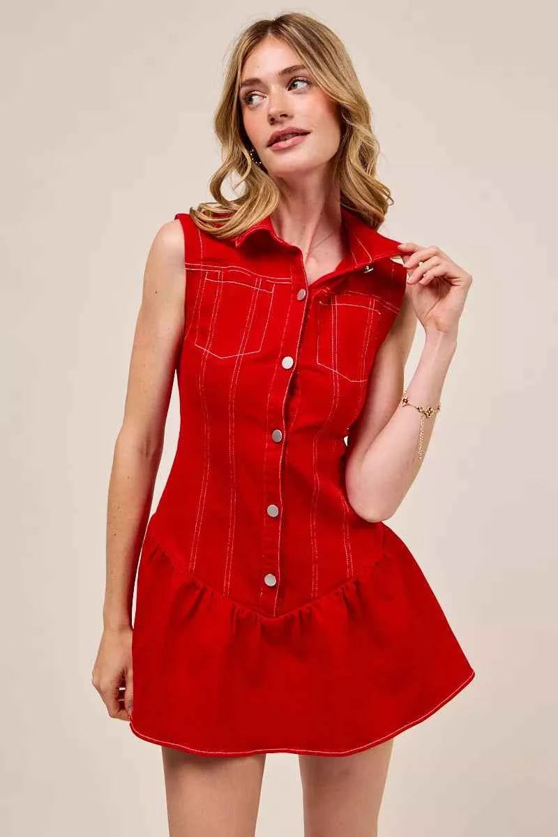 Button Down Sleeveless Collared Game Day Mini Dress f3b2800a26e2468db3e6d38b745cc4ad-Max-Origin