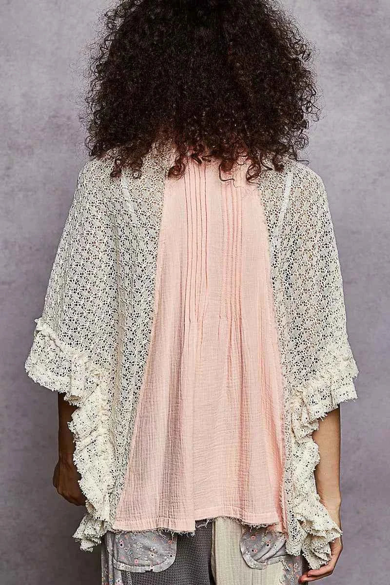 POL Button Down Front Pleated Shirt with Crochet Patch f3b3fa61-9774-4c0e-9417-f91b7fc02b45-Max-Origin