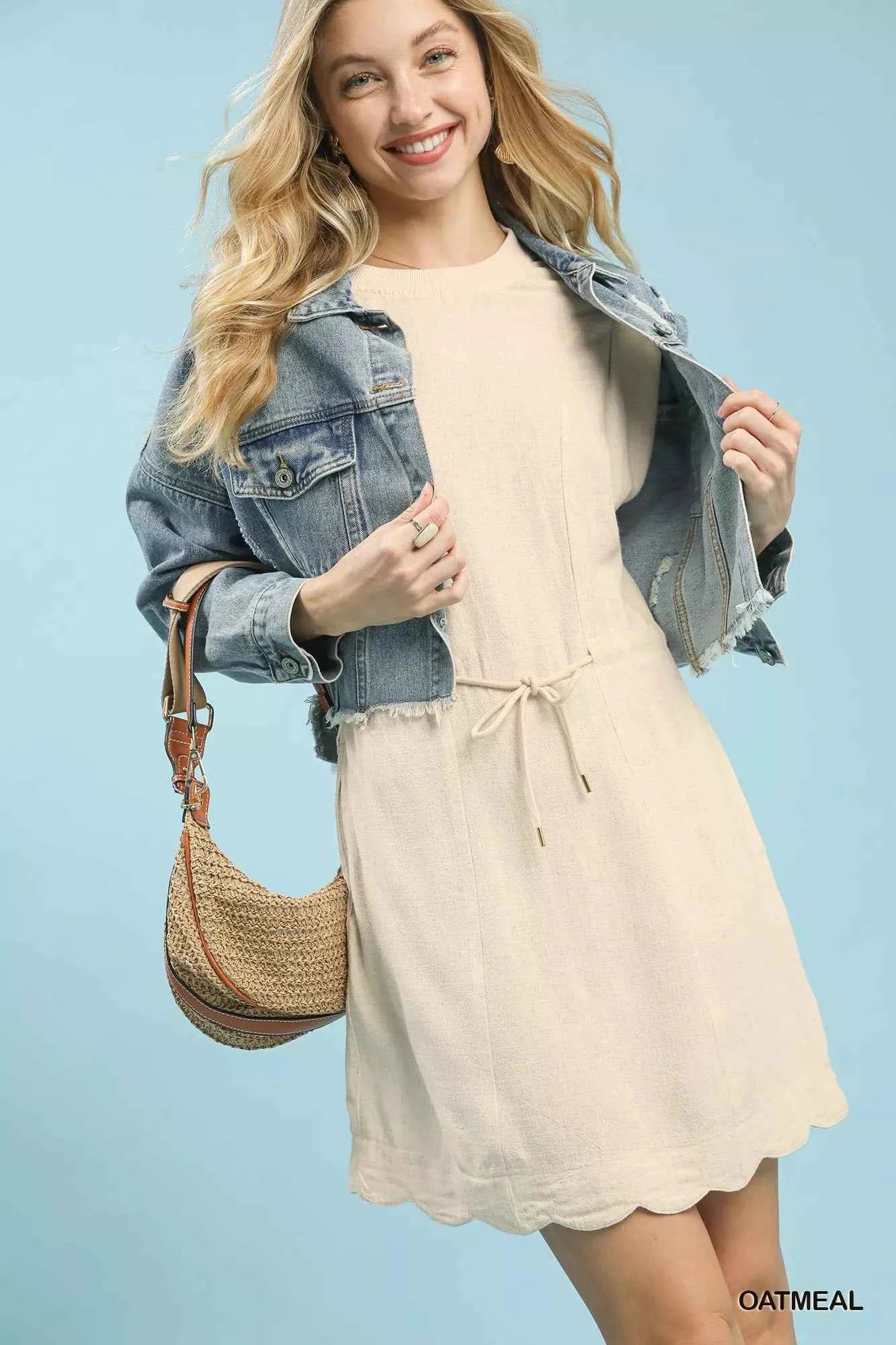 Umgee Linen Blend Scallop Hem Mini Dress f3b8bf94-4c52-4599-9140-6953af0f2b51-Max-Origin
