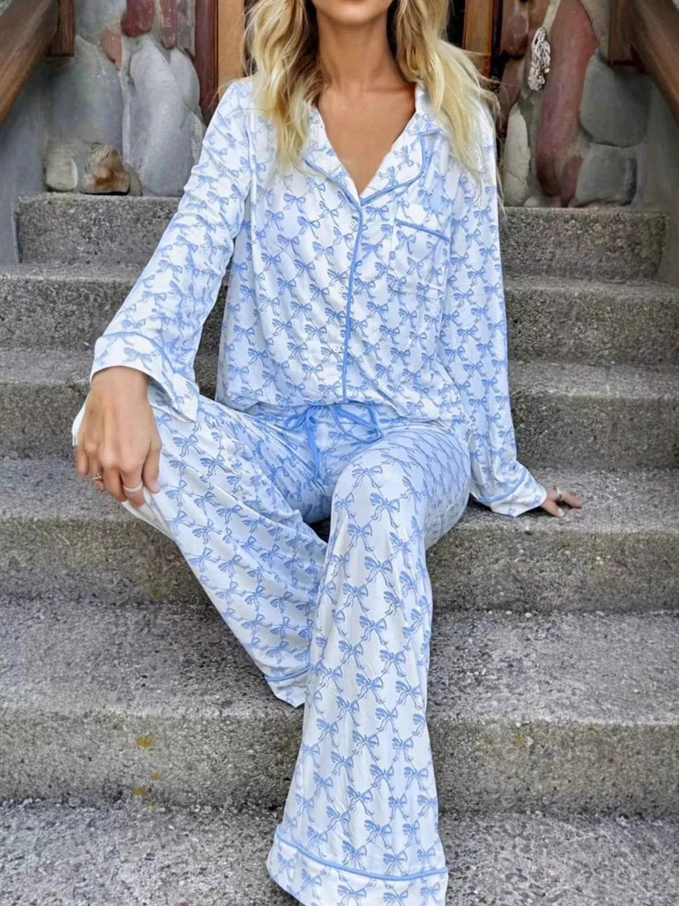 Bow Print Long Sleeve Shirt and Pants Pajama Set f3bbe486-59fb-4770-857a-52875f273305-Max-Origin
