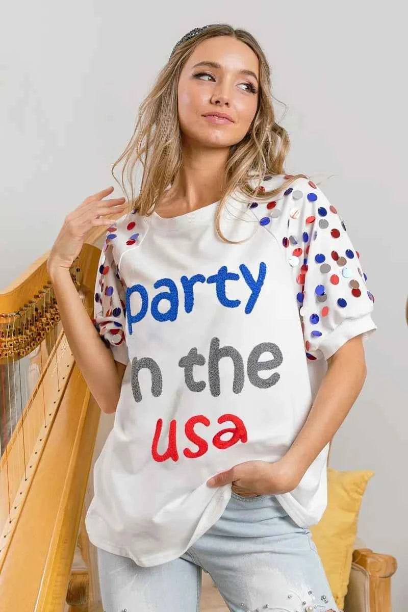 BiBi Party In The Usa Spangle Puff Sleeves Top f3bd98a3a14b41a3bfdedf036371165f-Max-Origin