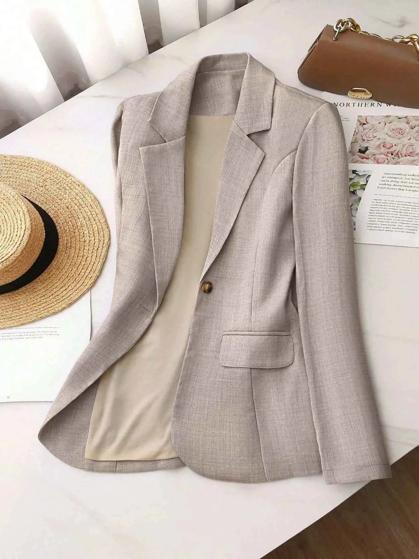 One Button Lapel Collar Blazer f3c937fcb2204205b7c1cc584d9786d5-Max-Origin