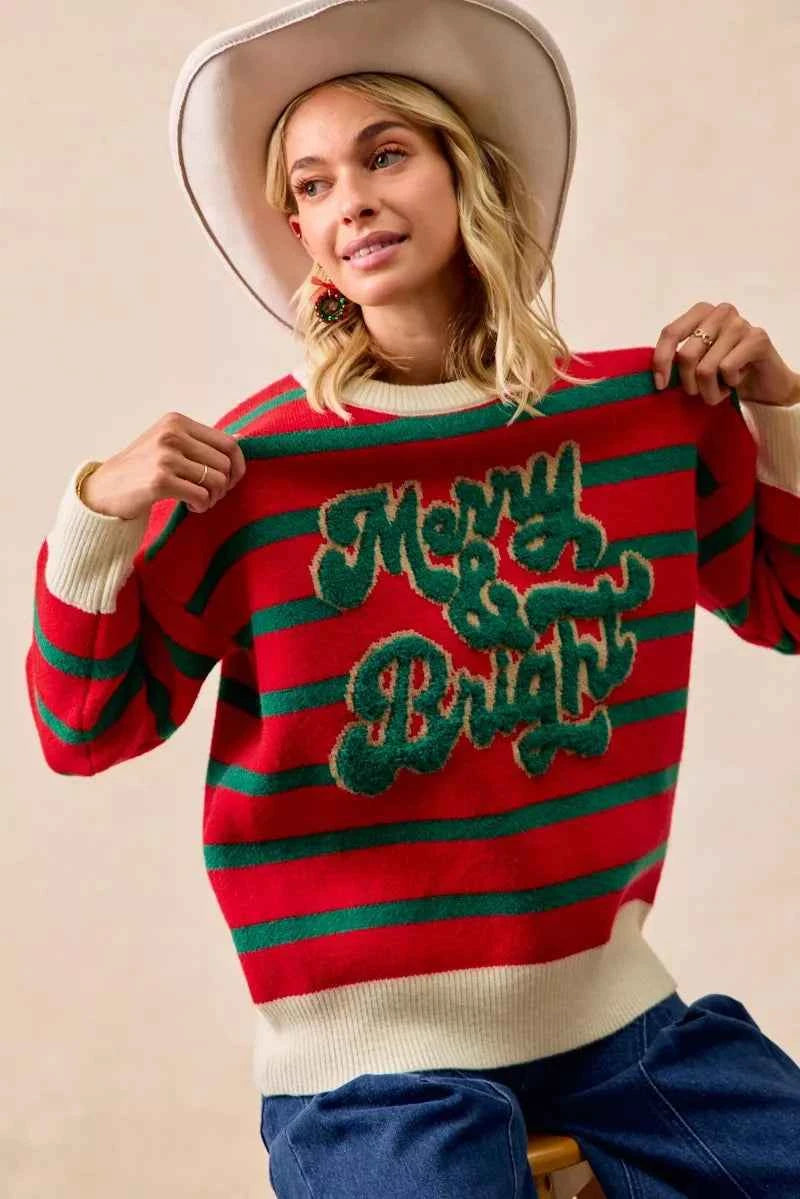 BiBi Christmas Theme Stripe Knit Top f3cda55ec59847159b7e88c6192eef1b-Max-Origin
