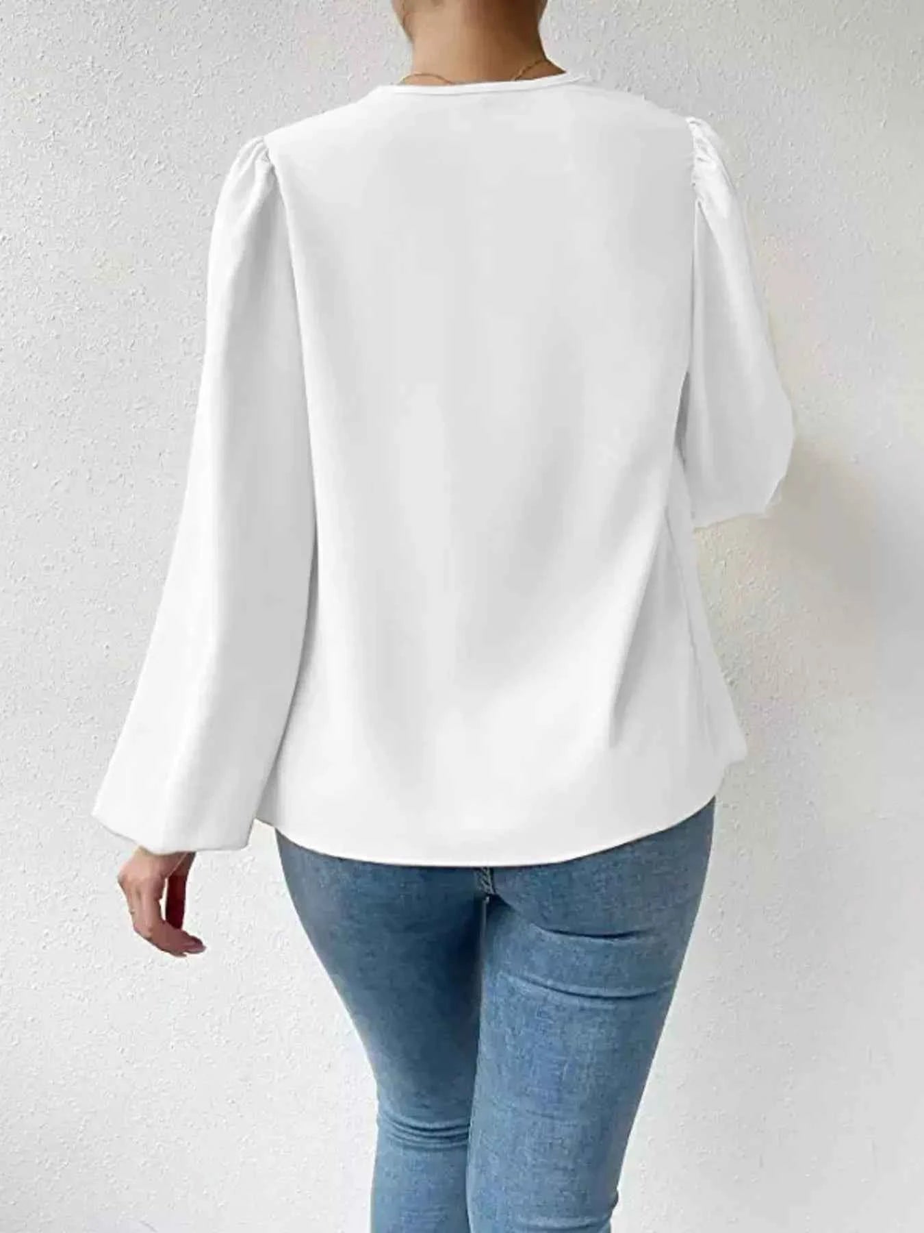 Full Size Cowl Neck Balloon Sleeve Blouse Plus Size f3cf2605b9ee47269da50f56a9aee6e2-Max-Origin