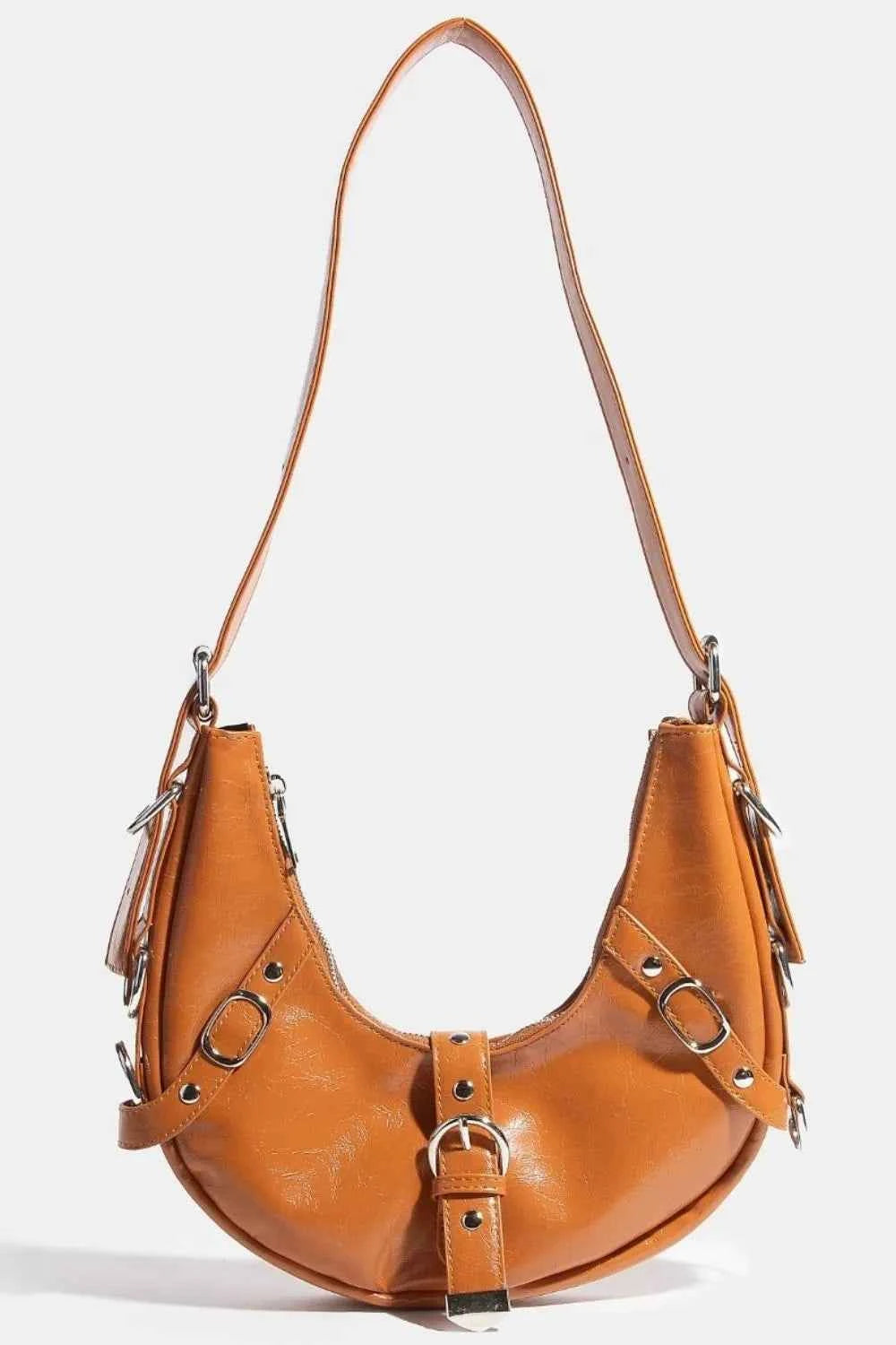 Fame Multi Belt Strap Accent Shoulder Bag BR One Size f3d272db-149d-44e7-aa1f-edc7f62c63d0-Max-Origin