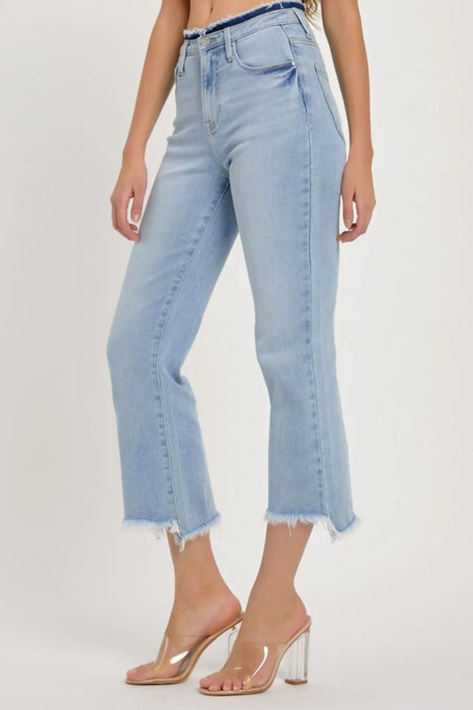 Full Size High Rise Raw Edge Crop Jeans f3e6181b-99db-4aa8-ab66-30f3506c47c4-Max