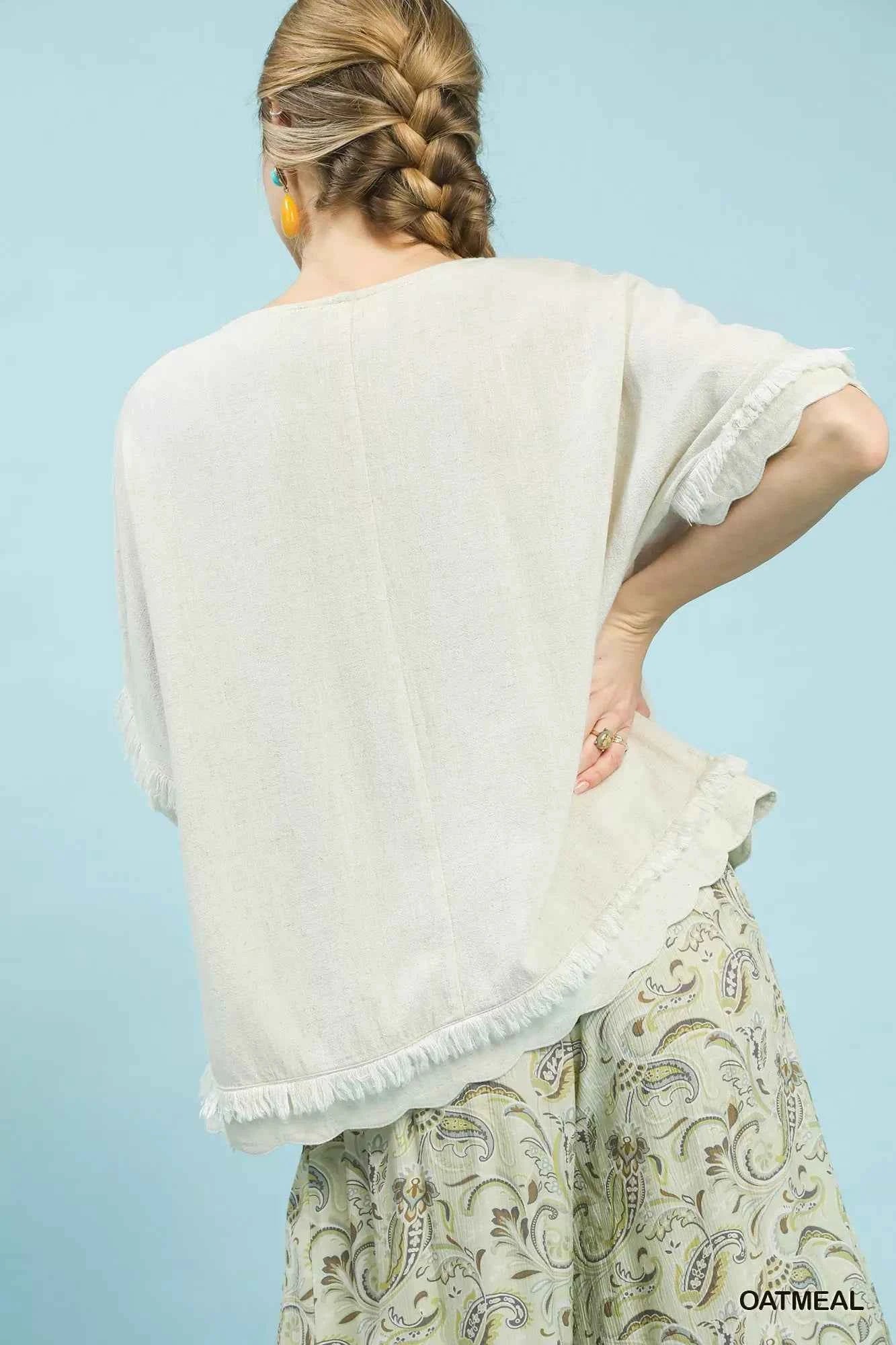 Umgee Linen Frayed Hem Scallop Edge Top f3edc3a7-911d-445c-80b4-7bea21fa2b18-Max-Origin