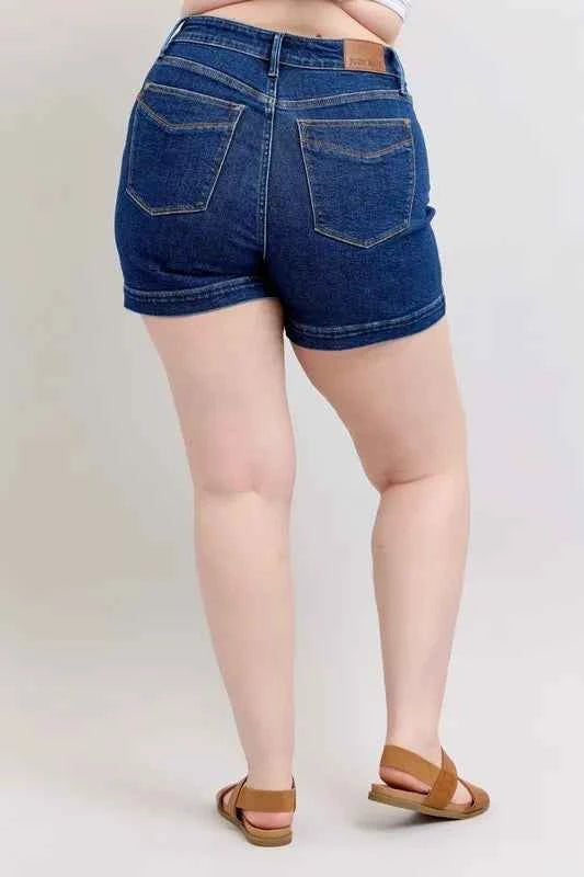 Judy Blue Plus Size High Waist Tummy Control Denim Shorts f3ee03f2-b55e-4b53-b953-fa941c228cad-Max