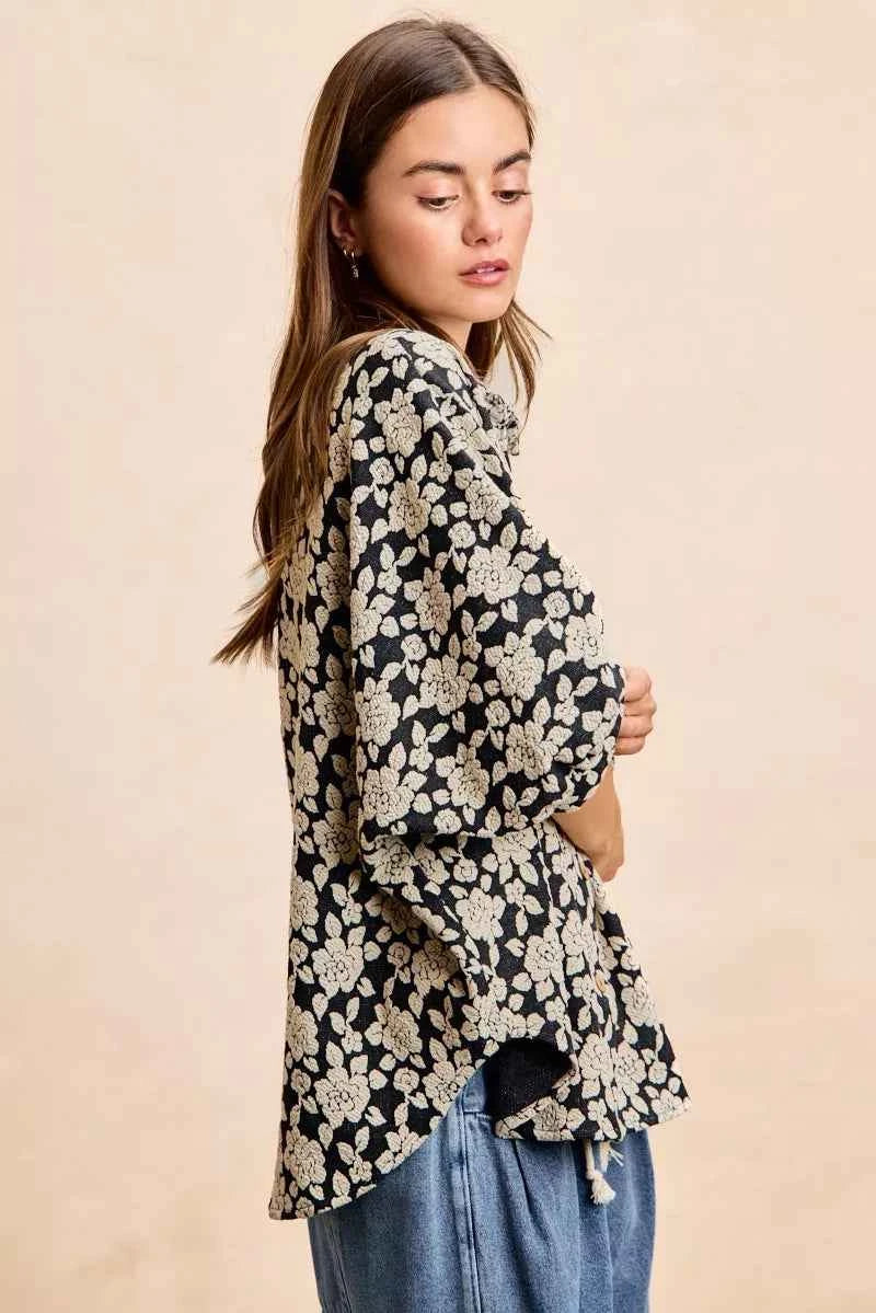 BiBi Floral Jacquard Short Dolman Sleeves Shirt f3f233488cd84cdc95c05451c5aa9260-Max-Origin