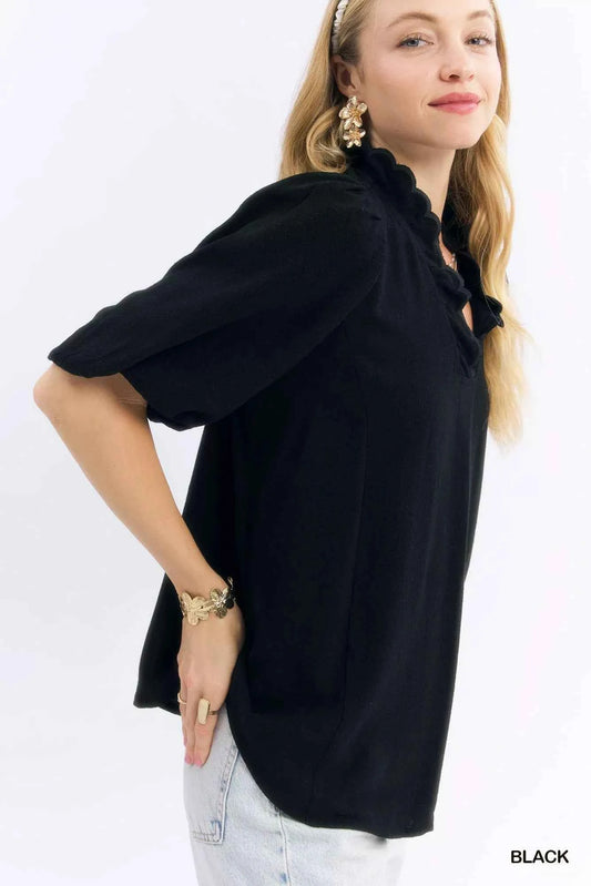 Umgee Linen Scallop Trim V-Neck Blouse f3f9778a-10a3-4a2b-9fd6-5e202dd46b41-Max-Origin