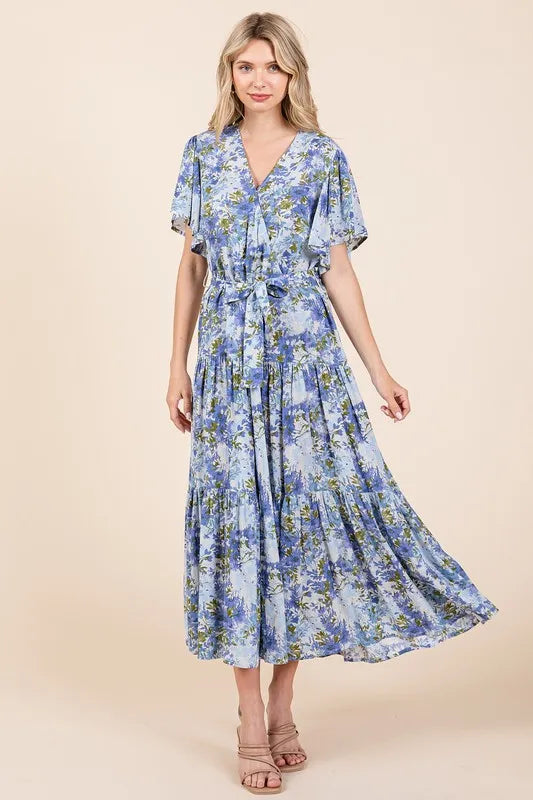 Mittoshop Floral Tie Waist Flutter Sleeve Tiered Dress f406eab5-3926-4b55-a72a-b528dd3dcdb6-Max