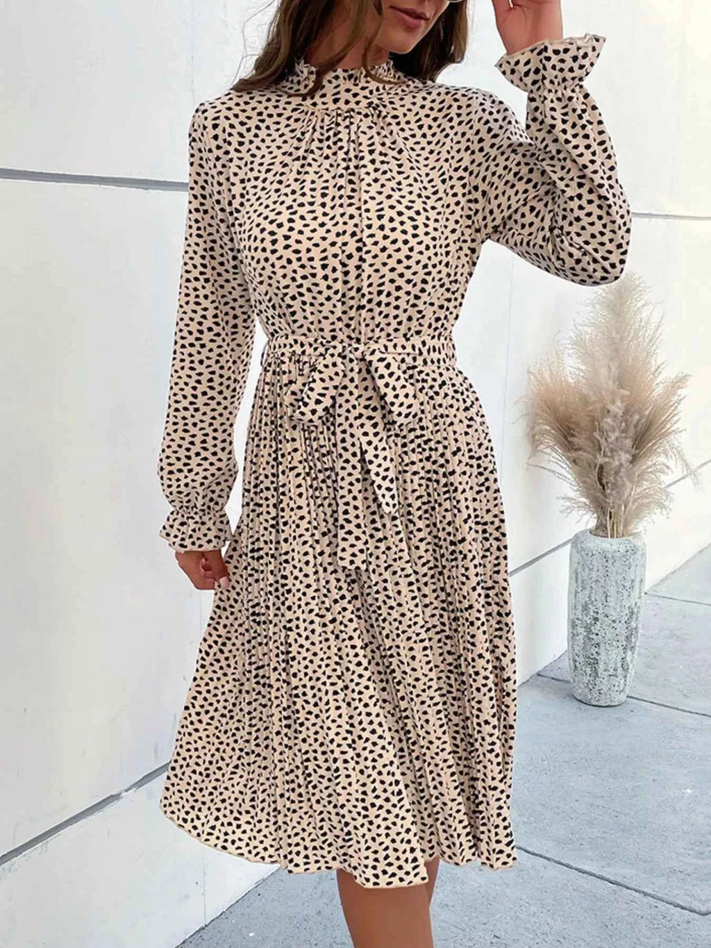 Animal Print Mock Neck Flounce Sleeve Dress f418b523-42cb-42f0-af0f-7ab6d4d86d79-Max-Origin