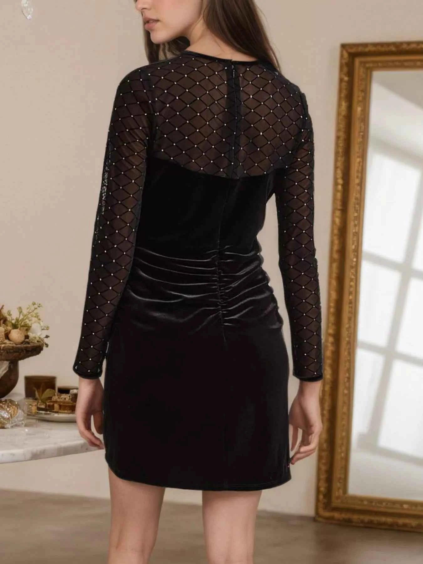 Velvet Mesh Long Sleeve Mini Dress f42c1fdf-43f2-474a-bca1-d4c89754a01d-Max-Origin