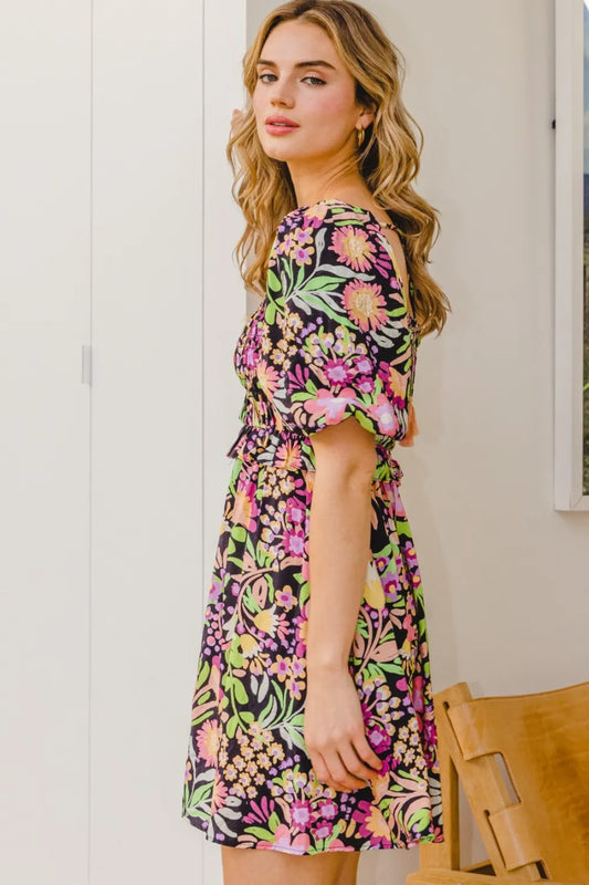 Full Size Floral Tie-Back Mini Dress f42d1a06-6867-492f-b7c5-567f12dd549d-Max