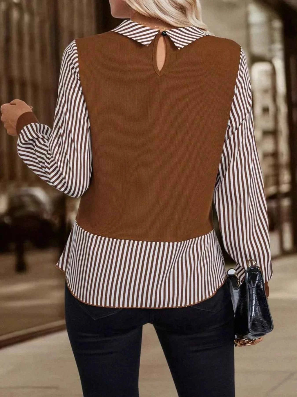 Striped Long Sleeve Blouse f42dae5ddfdc4403b43c8c5b546f80b9-Max-Origin