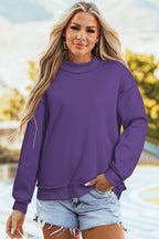 Tillandsia Purple Oversize Drop Shoulder Reversible Mock Neck Sweatshirt f43a4c9b1d8bedb1