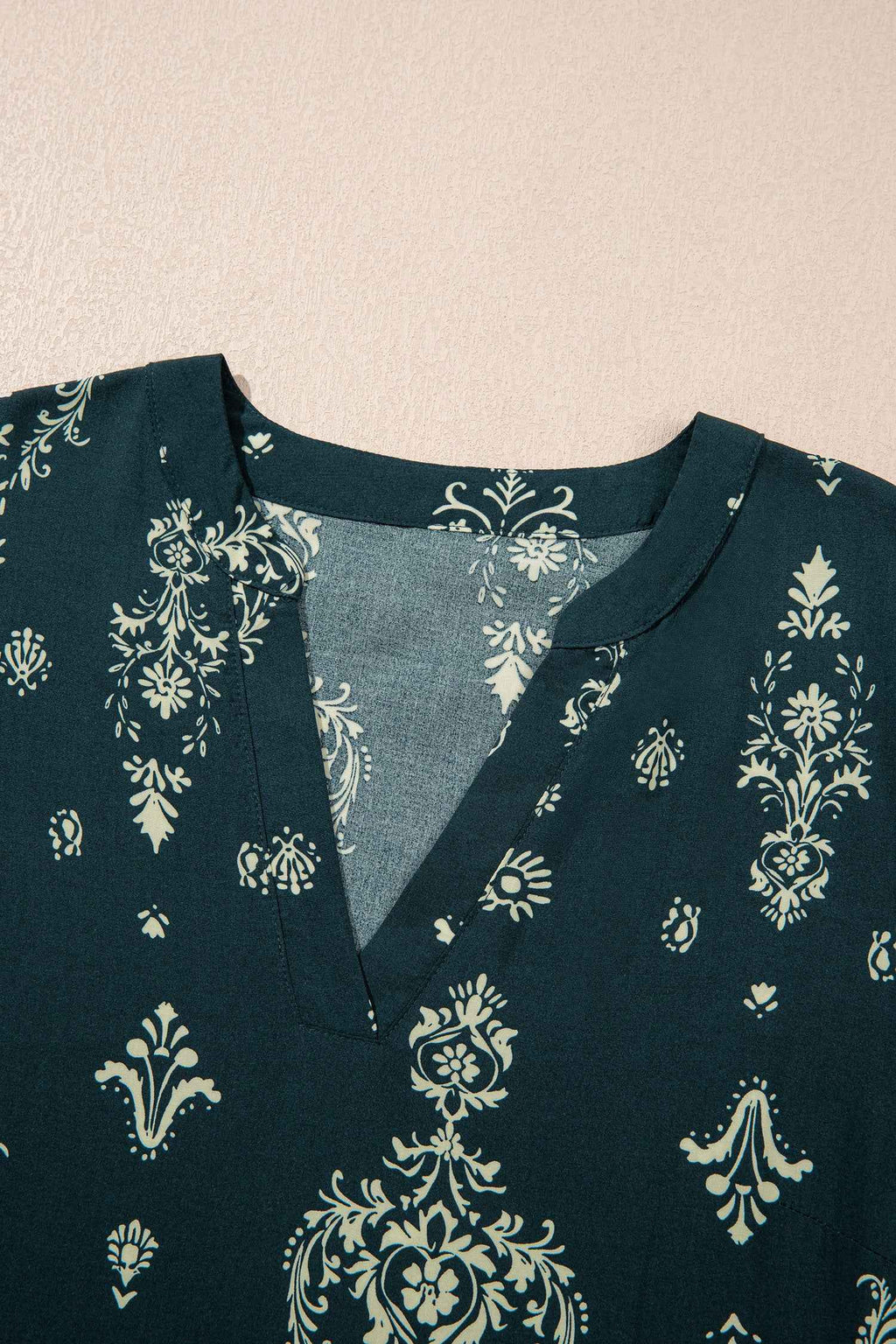 Sky Blue Boho Floral Print Lettuce Trim 3/4 Sleeve Mini Dress f43dc3d91dec2f26