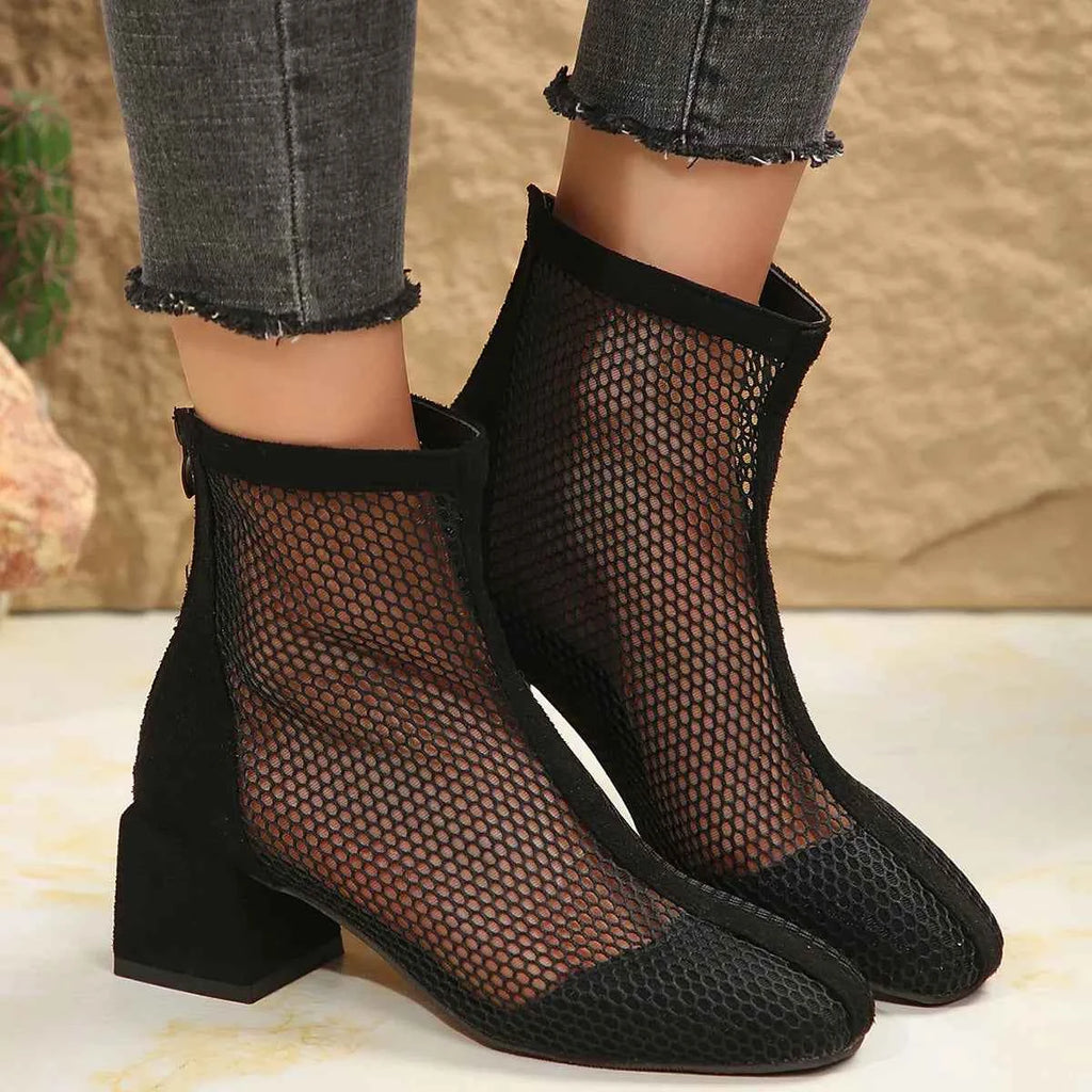 Mesh Block Heel Boots f44bf611572f4aabbc702d86ae75f3df-Max-Origin