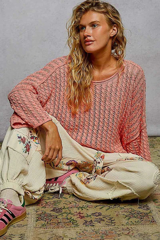 Cable-Knit Openwork Round Neck Cropped Sweater f451eac9-df81-4e65-b1a9-d512eaa7a54a-Max-Origin