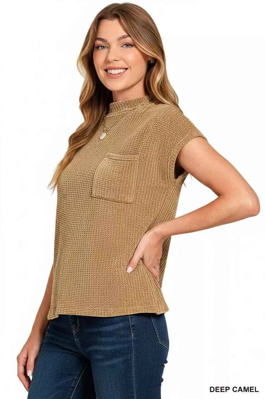 Chenille Waffle Short Sleeve Sweater f45913f4-2c46-49b2-8760-02b98d3915c8-Max-Origin