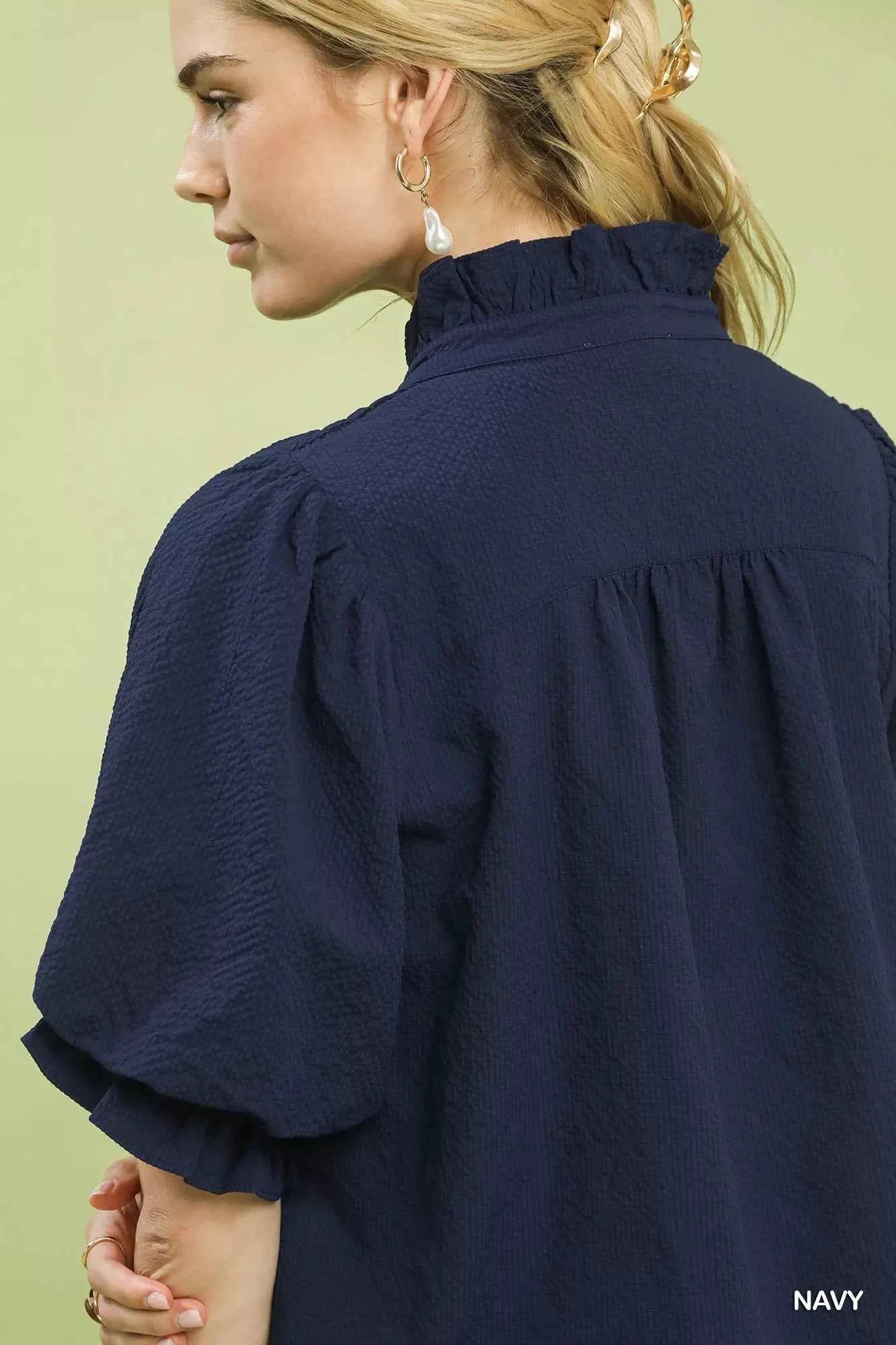 Umgee Textured Smocked Yoke Split-Neck Top f48a14af-0ba0-4a06-ba1c-5f268cb24158-Max-Origin