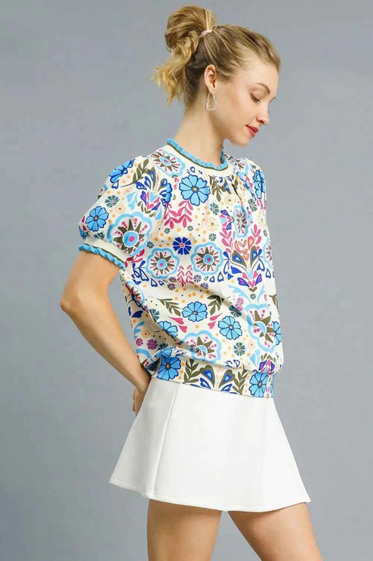 Umgee Retro Floral Puff Sleeve Top f48ad533-9552-4f5a-8b9d-4fef4f842580-Max-Origin
