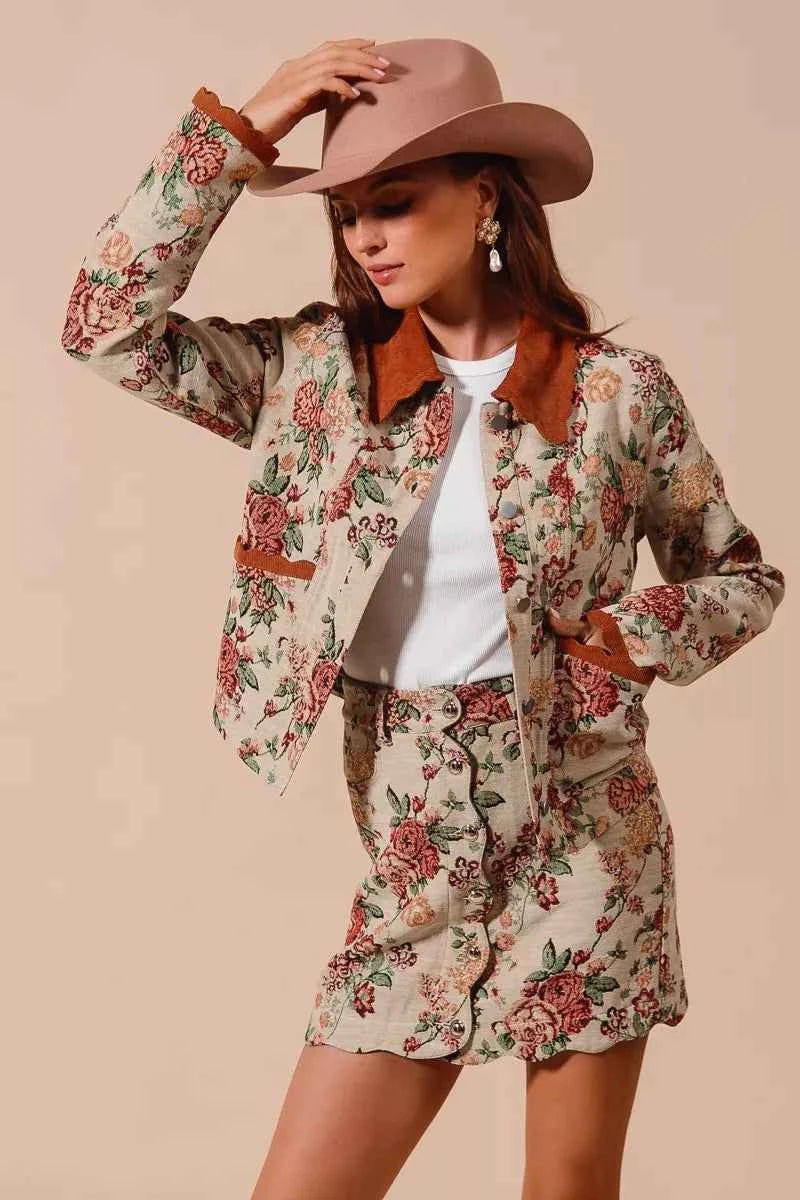 SO ME Floral Jacquard Button Front Mini Skirt with Scall f48e1fc515984933861a0b223d8b0ded-Max-Origin