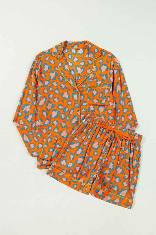 Leopard Long Sleeve Shirt and Shorts Pajama Set f493d447-1258-4d93-8fc9-aad2a8b2645a