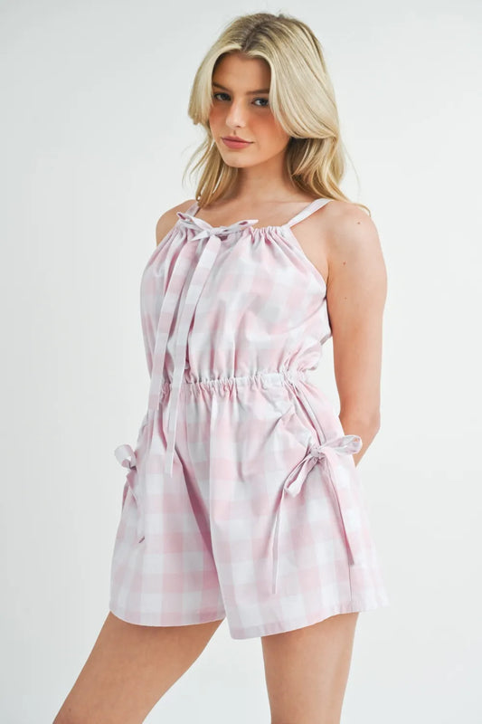 Plaid Sleeveless Button Down Romper f4997621-3af3-421b-b529-d34a4e3037af-Max