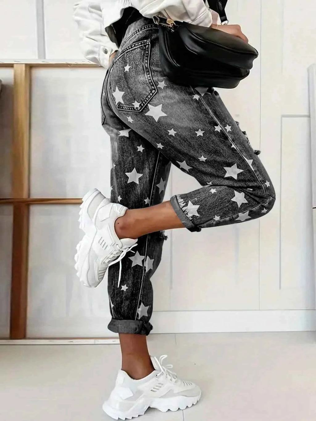 Star Print Distressed High Waist Boyfriend Jeans f4998890e1404b65a71b0a4878c763e8-Max-Origin