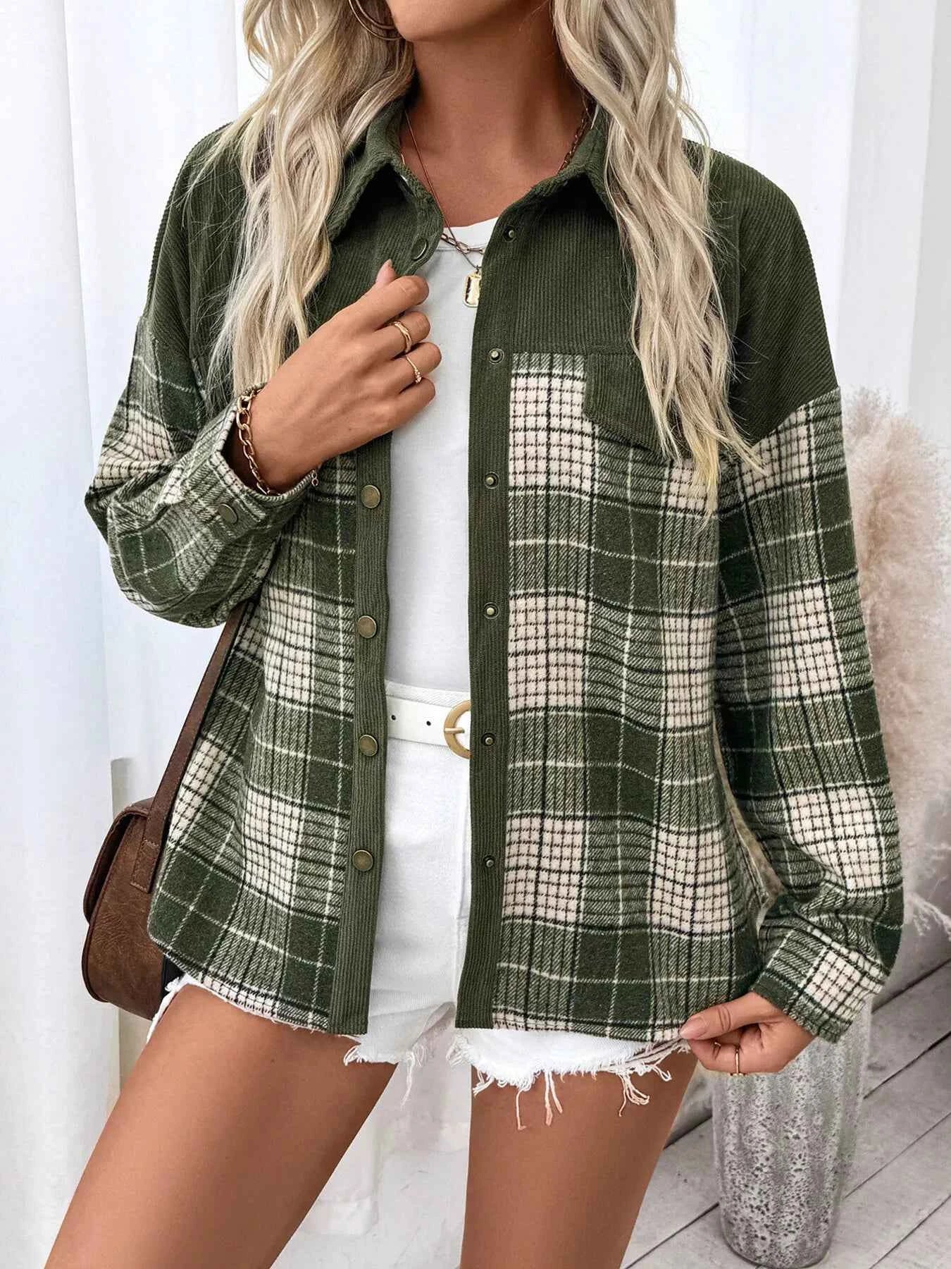 Plaid Button Up Long Sleeve Shacket f4a1041b6afe4323b4d2a325a55013b0-Max-Origin