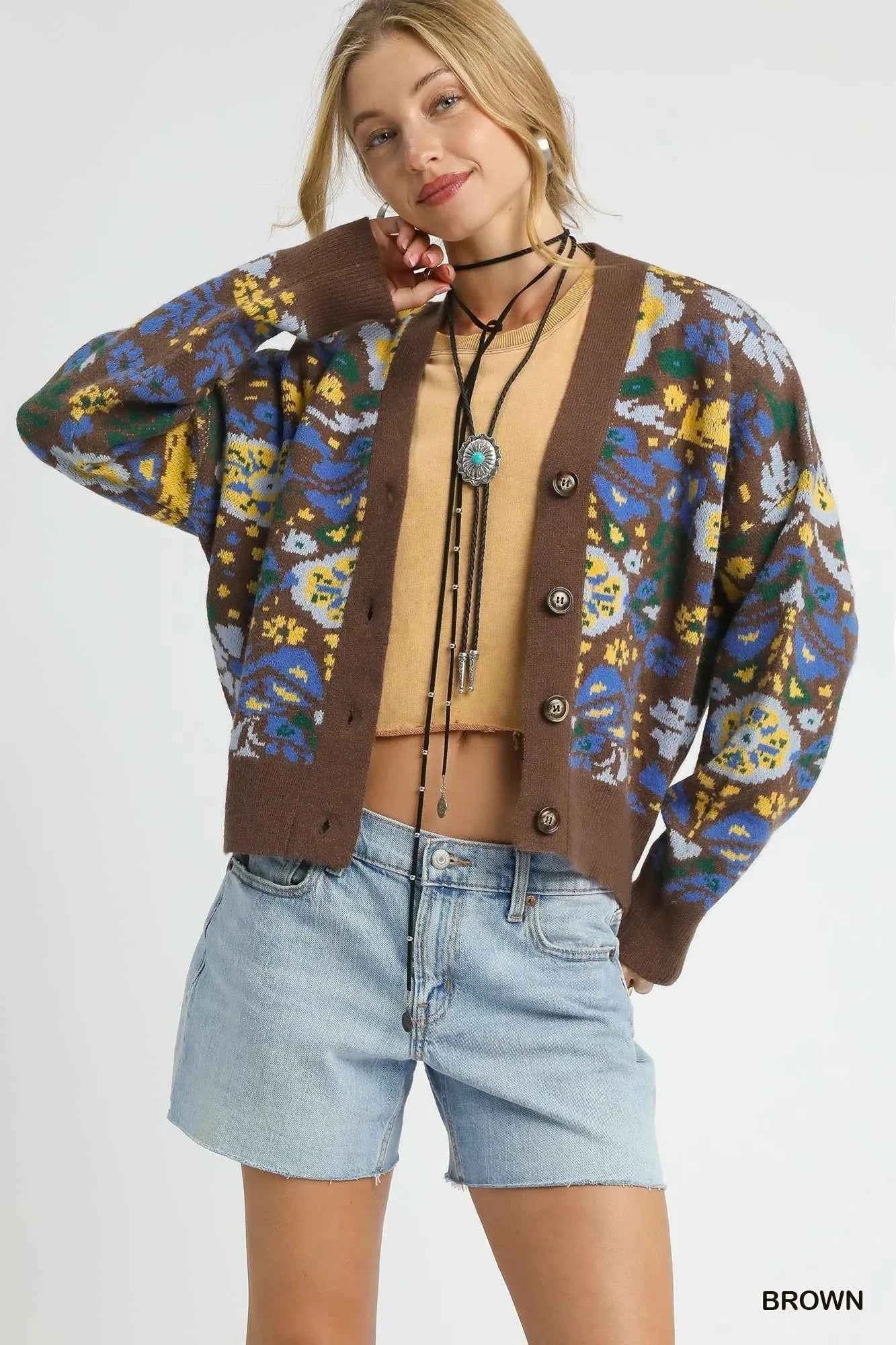 Umgee Floral Knit Button-Up Cardigan f4a79b18-bbdd-42eb-8ad8-86eb2ecd6d9e-Max-Origin