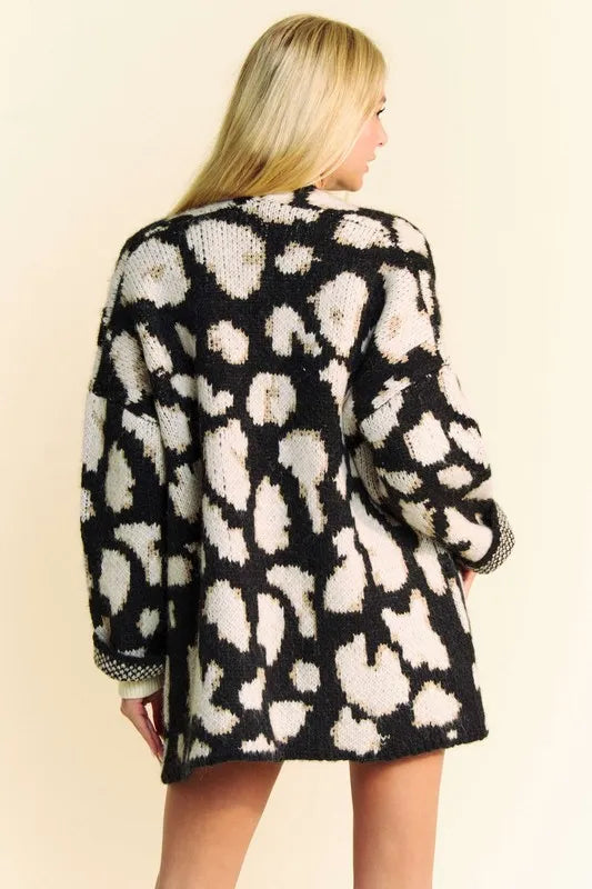 Davi & Dani Leopard Open Front Long Sleeve Cardigan f4ab7080-f98c-4136-bed6-bfa09805ffce-Max
